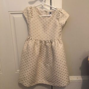 Janie and Jack Cream with Gold Polk Dot Dress